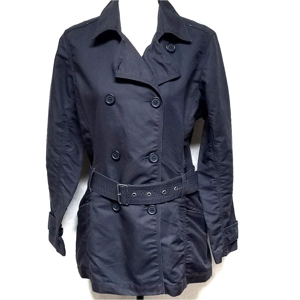 EDDIE Bauer Charcoal Grey Belted Peacoat Trench